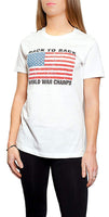 Back To Back World War Champs Champions USA Flag Women's T-Shirt White