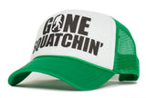 Gone Squatchin' Big Foot Sasquatch Yeti Green/White Truckers Cap Hat Curved