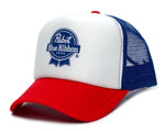PBR Vintage Printed Truckers Hat Adult One Size Unisex Royal/White/Red 4th Of July Cap