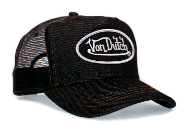 Von Dutch Authentic Vintage Von Dutch Originals Black Denim Truckers Cap Hat Snapback