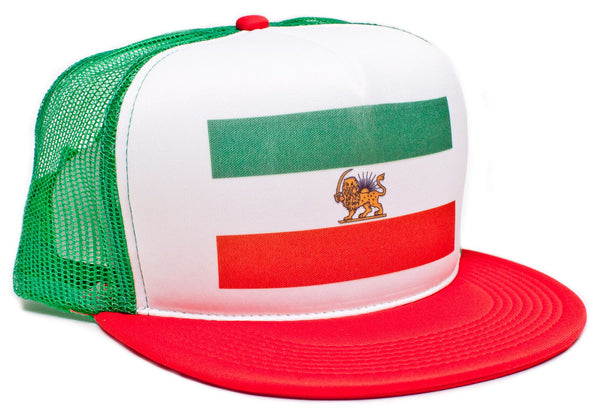 Iranian Iran Persia Persian Shah Flag Hat Baseball Cap Truckers Snapback Green/Red