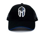 Posse Comitatus Thin Blue Line PVC Spartan Hat Truckers Cap Black