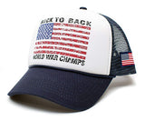Back To Back World War Champs Unisex-Adult Cap -One-Size Navy/White/Navy