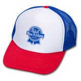 Pabst Blue Ribbon PBR Trucker Hat Red, And Blue