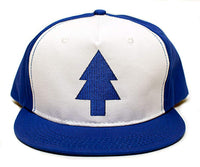 Dipper Flat Hat Blue Pine Tree Embroidered Movie Cap Adult One Size Royal/White