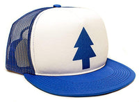 Dipper Flat Printed Hat Blue Pine Tree Movie Cap Adult One-Size Royal/White