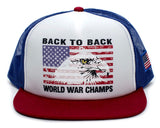 Eagle Back To Back World War Champs Unisex-Adult Cap -One-Size Royal/White/Red Flat