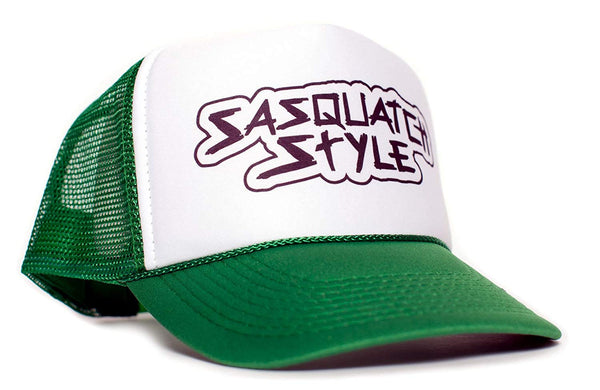Sasquatch Style Gone Squatchin trucker hat One-Size Unisex Multi Color Selection (Green/White)