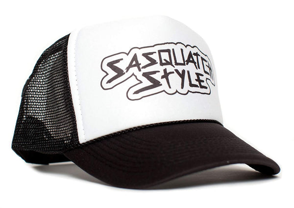 Sasquatch Style Gone Squatchin trucker hat One-Size Unisex Multi Color Selection (Black/White)