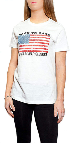 Back To Back World War Champs Champions USA Flag Women's T-Shirt White