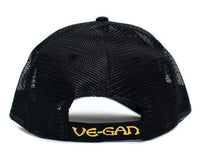 Vegan Vegetarian Custom Printed Black Truckers Hat Cap Adult- Adjustable