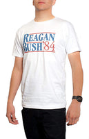 Back To Back World War Champs Ronald Reagan George Bush 84 Campaign Crew-Neck Cotton T-Shirt White