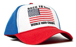 Back To Back World War Champs Embroidered Unisex-Adult Hat -One-Size Red/White/Royal