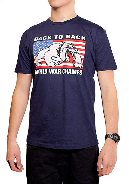 Bulldog Back to Back World War Champs Champions USA Men's T-Shirt Navy