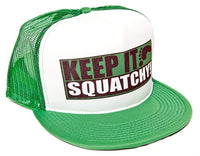 Keep It Squatchy Unisex-Adult One-size Trucker Hat Green/White
