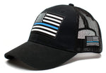 Posse Comitatus Thin Blue Line USA Flag Unisex Adult One-Size Cap Hat Black