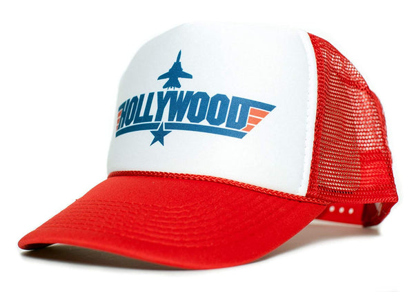 HOLLYWOOD Top Gun Unisex-Adult Trucker Cap Hat -One-Size Multi (Red/White)
