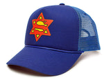 Super Jew Star Of David Funny Unisex-Adult One Size Trucker Hat Cap Royal