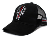 Punisher Skull Thin Red Line USA flag Posse Comitatus Adult One-Size Cap Hat Black