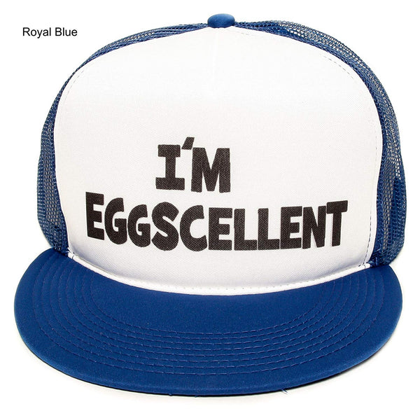 I'm Eggscellent Flat Unisex-Adult Trucker Hat -One-Size Royal /White/Royal