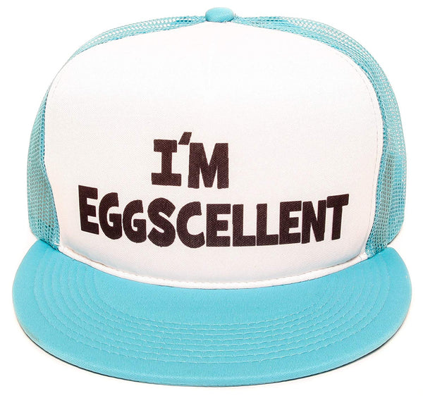 I'm Eggscellent Unisex-Adult Trucker Hat -One-Size Aqua/White