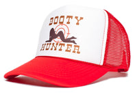 Booty Hunter Unisex - Adult Curved Bill Truckers Cap Hat Snapback Red/White