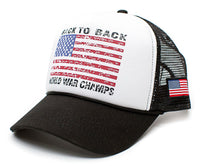 Back To Back World War Champs Champions Hat Cap Trucker Black/White Curved