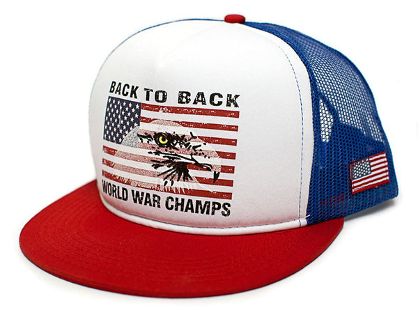 Eagle Back To Back World War Champs Unisex-Adult Cap -One-Size Royal/White/Red Flat Bill