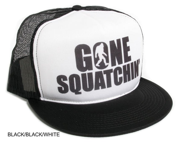 Gone Squatchin’ Flat Bill Black on Black Hat Cap