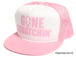 Gone Squatchin’ Flat Bill White on Pink Hat Cap