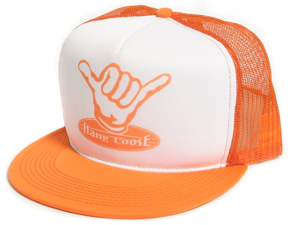 Retreo Surf Hang Loose Orange Hat Cap Mesh/Foam Truckers Snapback Orange