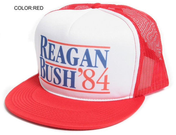 New Flat Bill ‘Ronald Reagan George Bush 84′ Campaign Hat Cap Red