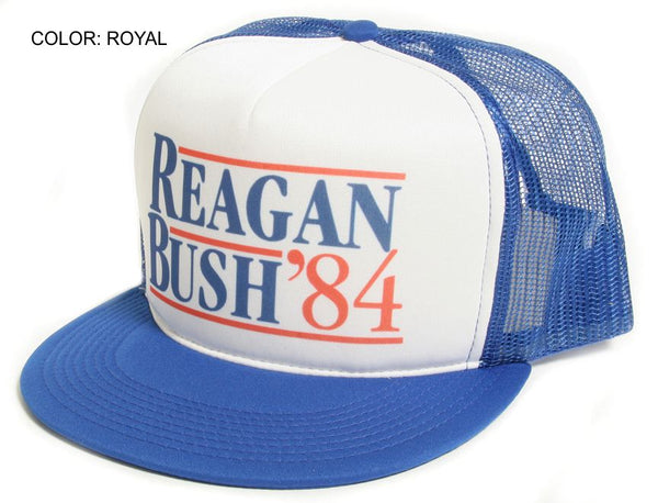 New Flat Bill ‘Ronald Reagan George Bush 84′ Campaign Hat Cap Royal