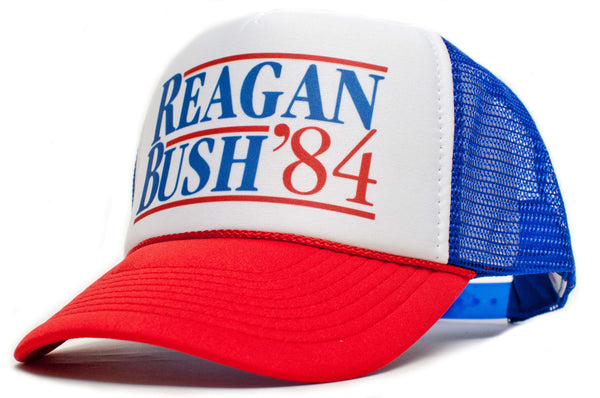'Ronald Reagan George Bush 84' Campaign Hat Cap Royal/Red New Curved Bill