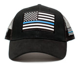 Thin Blue Line USA flag Posse Comitatus Unisex Adult One-Size Cap Hat Black