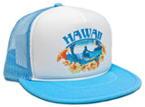 Vintage Distressed Hawaii Hawaiian Surfer Surfing Hat Cap Snap back Foam Mesh Blue